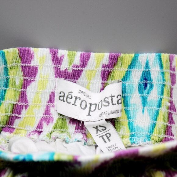 Aéropostale Mini Skater Skirt Green Blue Purple Aztec Elastic Waist Size XS - Picture 5 of 7